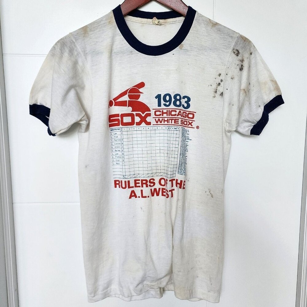 1983 Chicago White Sox Roster‎ Rulers Baseball Vintage Thrashed T Shirt Size M
